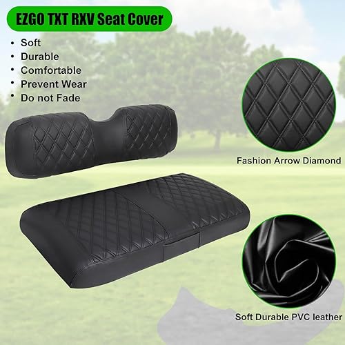Miniatura 7 de EZGO Fundas de Asiento, Fundas de Asiento de Carrito de Golf para EZGO TXT 1994-2013 y EZGO RXV OEM Asiento Ordinario Cuero Marino Grueso Diamante