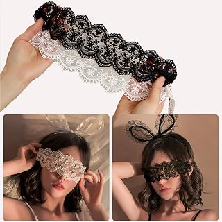 Godrii レースアイマスク 2pcs 黒と白 目隠し レース …
