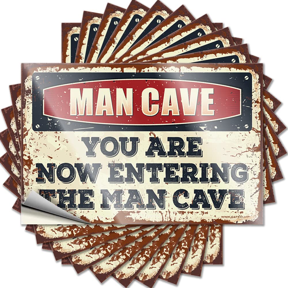 Caution! You are Now Entering The Man Cave Feminist Fall Door Decorations - Stickers Garage Removable Vinyl Decal(12X18CM)