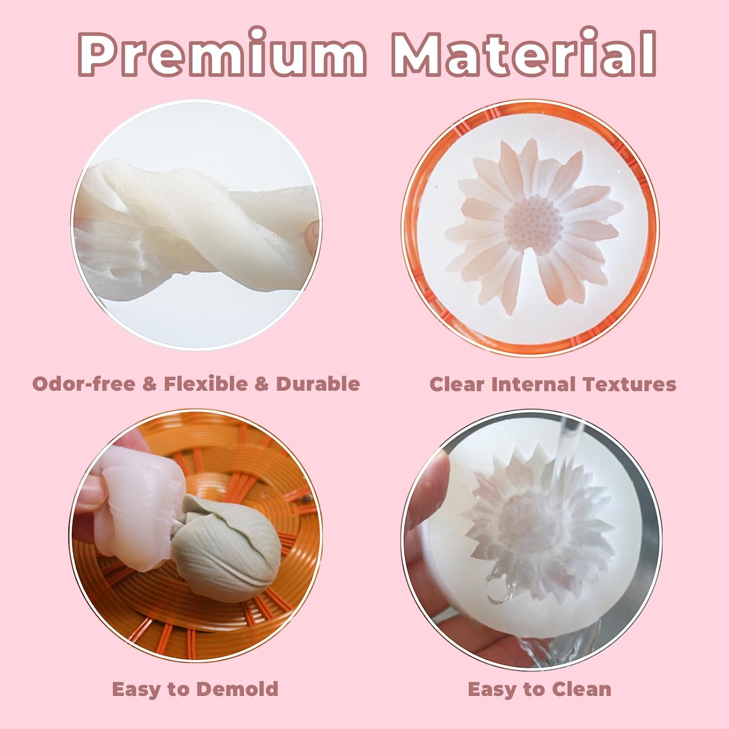 5PCS Flower Silicone Molds, 3D Candle Molds for Candle Making