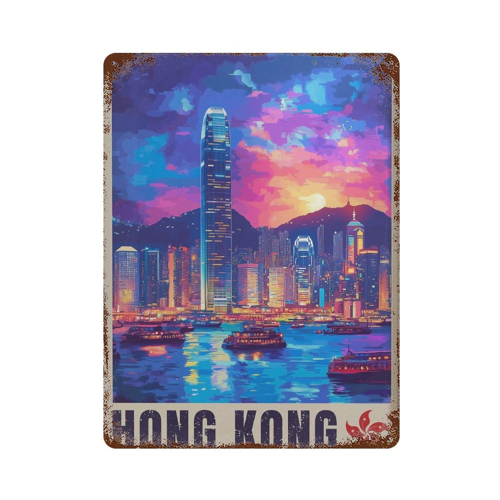 xiaoxiaoshen Hong Kong Travel East Asia Wall Decor Art Metal Tin Poster Modern Home Decor Art Home Bar Shop Decorations Vintage Sign 40x30cm