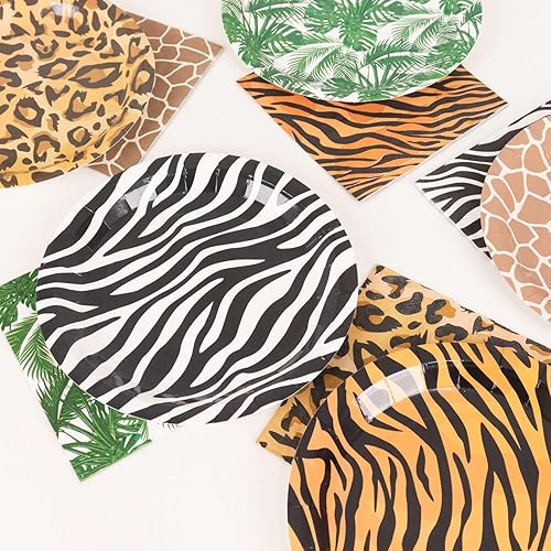 Miniatura 9 de Efavormart - Juego de 60 platos y servilletas de papel con estampado de safari de animales, suministros de vajilla desechable con temática de selva