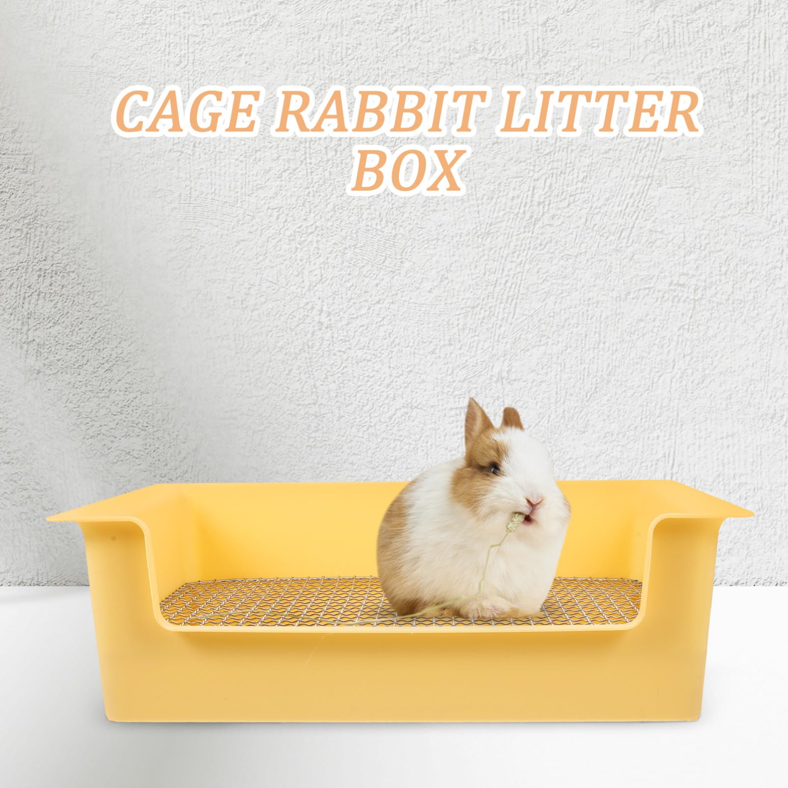 Lettiera per Conigli e Cavie in Plastico Giallo, Grande Spazio attività, Vasino Rettangolare Portatile per Piccoli Animali da Interno Come Bagno o Cucina
