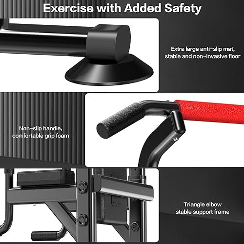 Miniatura 6 de Power Tower - Estación de barra de dominadas con 6 niveles de altura de 59 a 90 pulgadas para gimnasio en casa, estación de entrenamiento de fuerza,