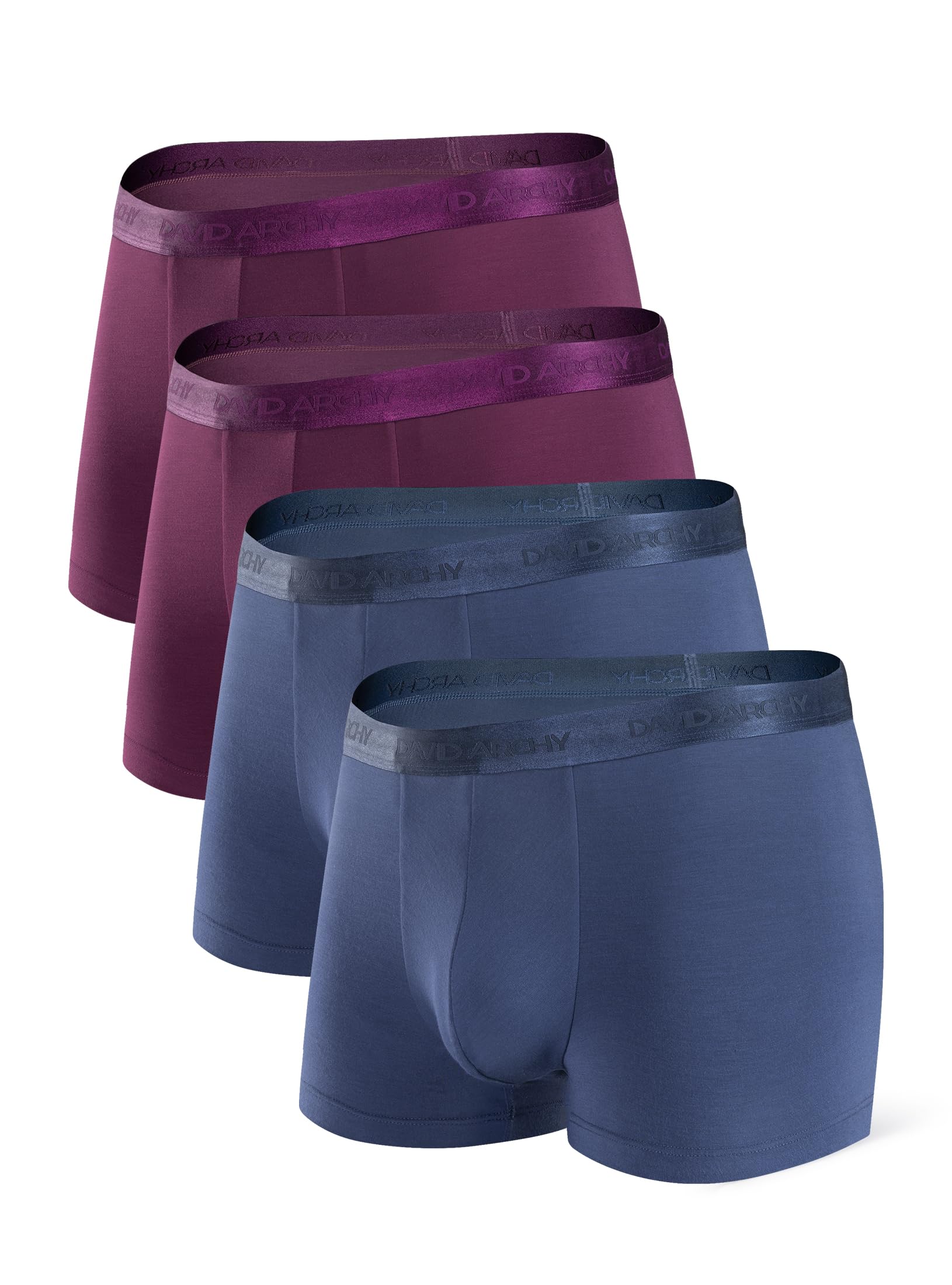 DAVID ARCHY Men's Underwear Ultra Soft Modal Support Pouch Trunks Moisture Wicking Boxer Briefs for Men Multipack