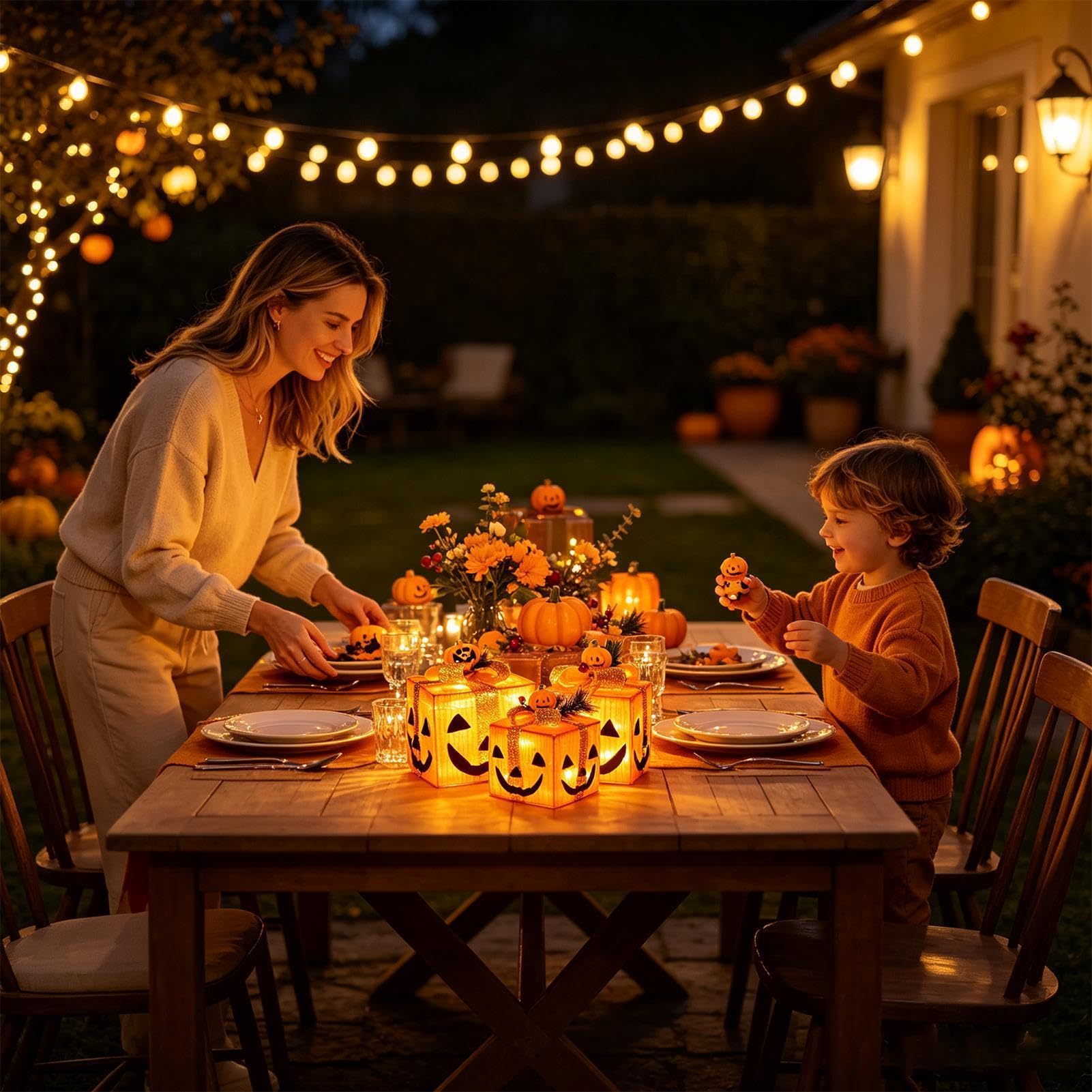 Beleuchtete Kürbis-Dekoration 3er Set Lustige Halloween LED Leuchtende