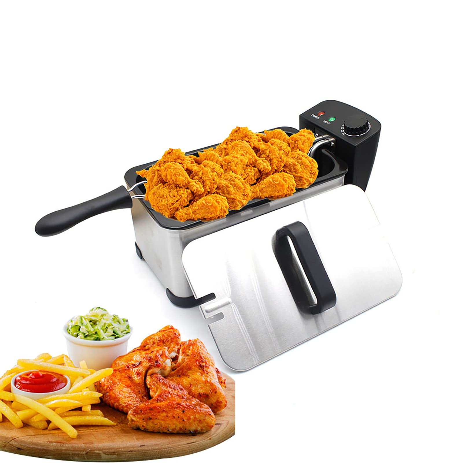 Friteuse électrique acier inoxydable 3,5L 2000W avec cuve antiadhésive amovible