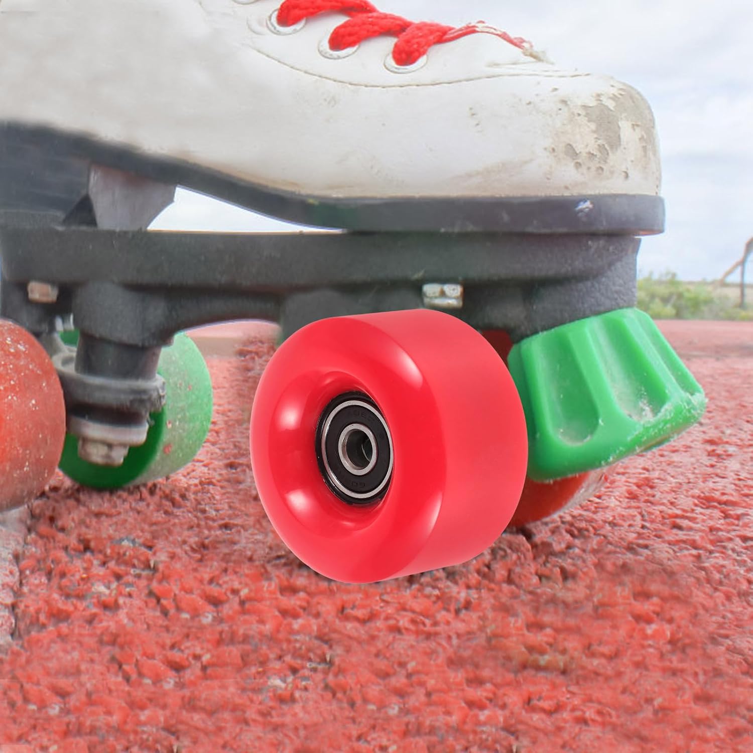 Cabilock 4pcs Replaceable Roller Skate Wheels Pu High Elastic Non-light-up Skateboard Wheels Set for Double Row Roller Skates Suitable for Indoor and Outdoor Use