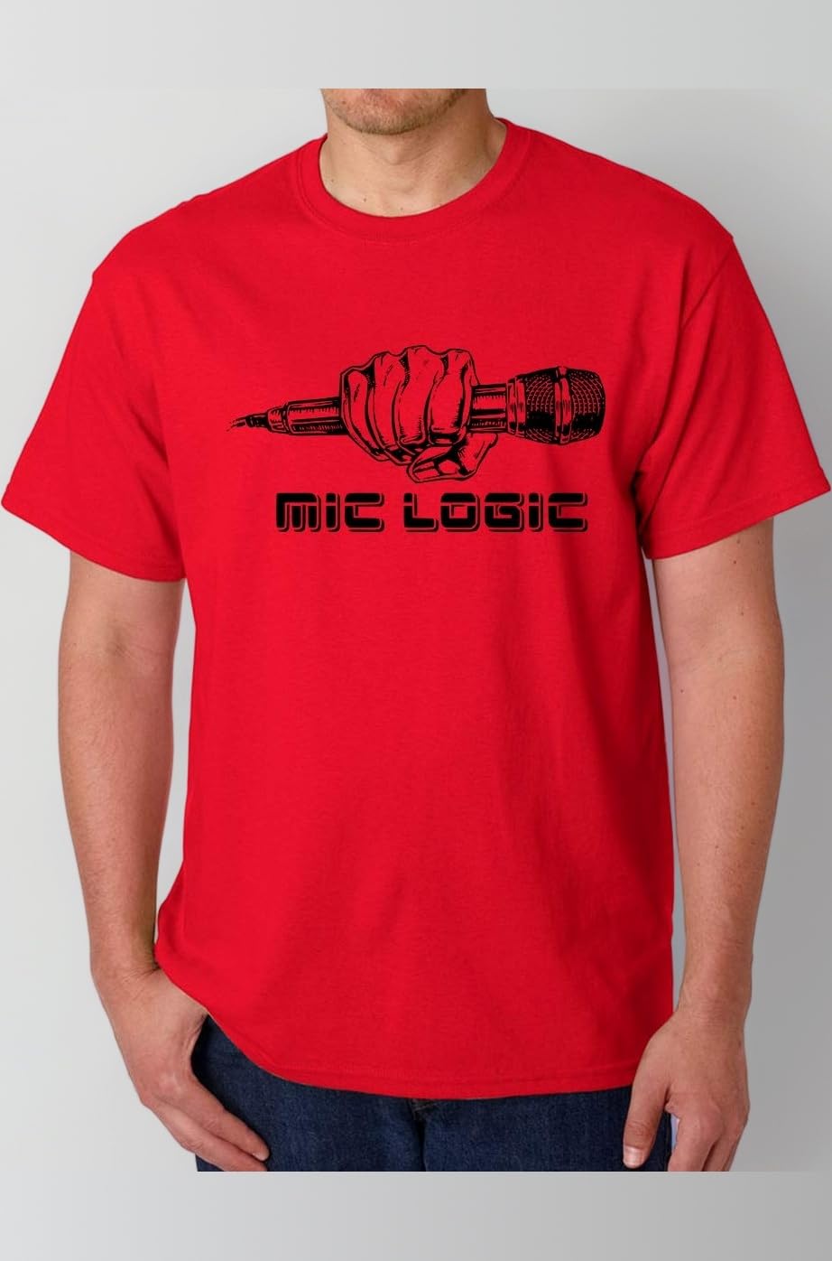 Caseria Men's Cotton Printed T-Shirt -Mic Logic | 100% Cotton | Half Sleeves | Regular Fit | Printed | Round Neck | Graphic T Shirt
