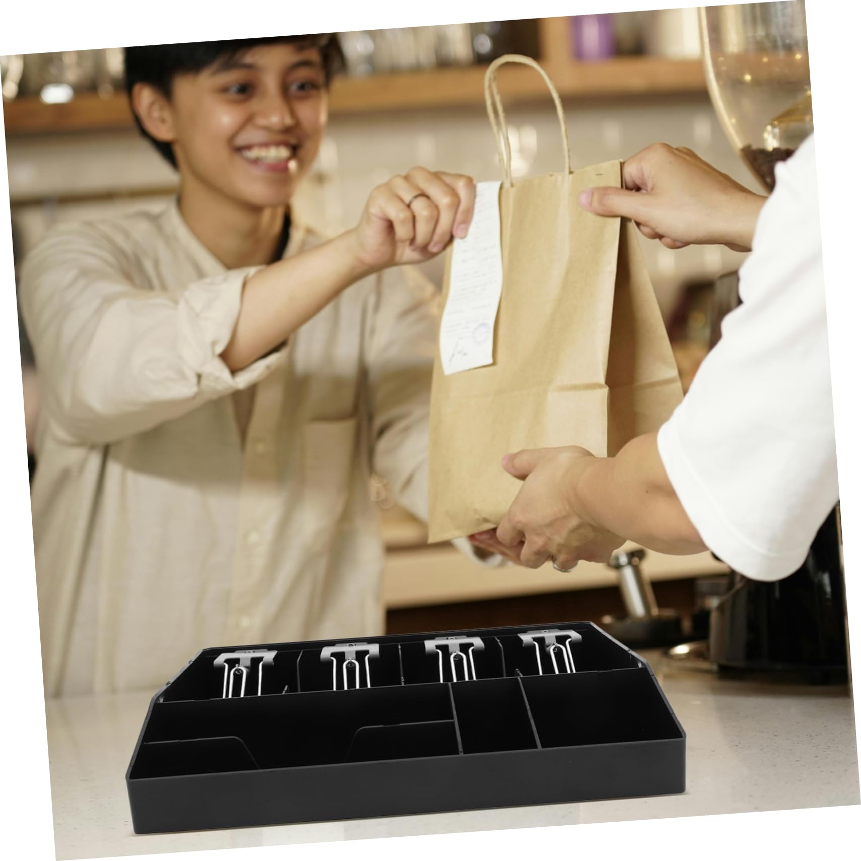 DOITOOL Caja Registradora Con Múltiples Compartimentos Organizador De Caja De Dinero Para Tienda Cajón Mostrador De Material Resistente Para Supermercado