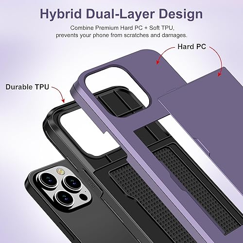 Miniatura 3 de SAMONPOW Funda compatible con iPhone 15 Pro con tarjetero híbrido de doble capa para iPhone 15 Pro, funda protectora resistente a prueba de golpes