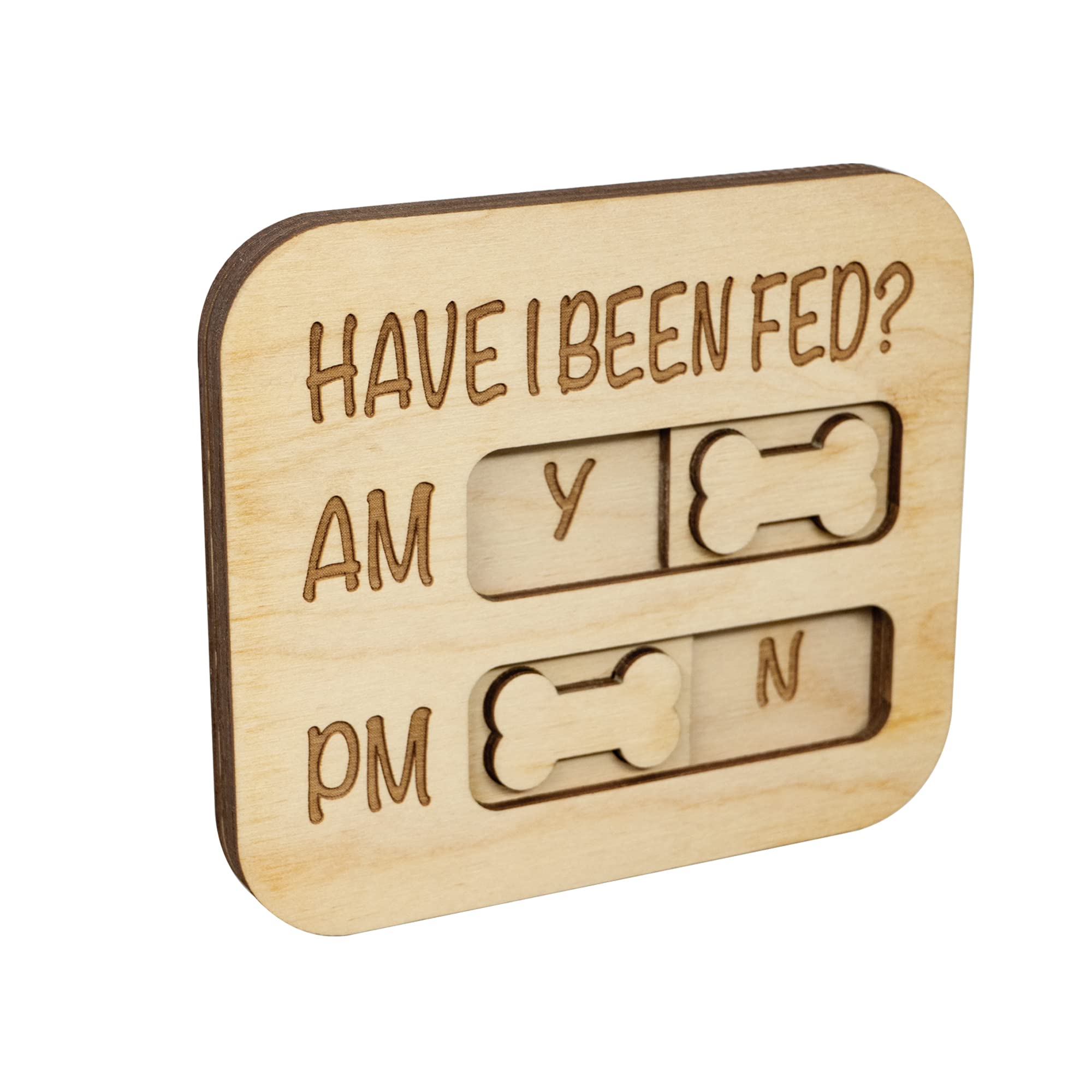 JennyGems Dog Feeding Reminder, Have I Been Fed, Dog Feeding Magnet, Feed Tracker AM PM, Wooden Reminder Slider for Fridge