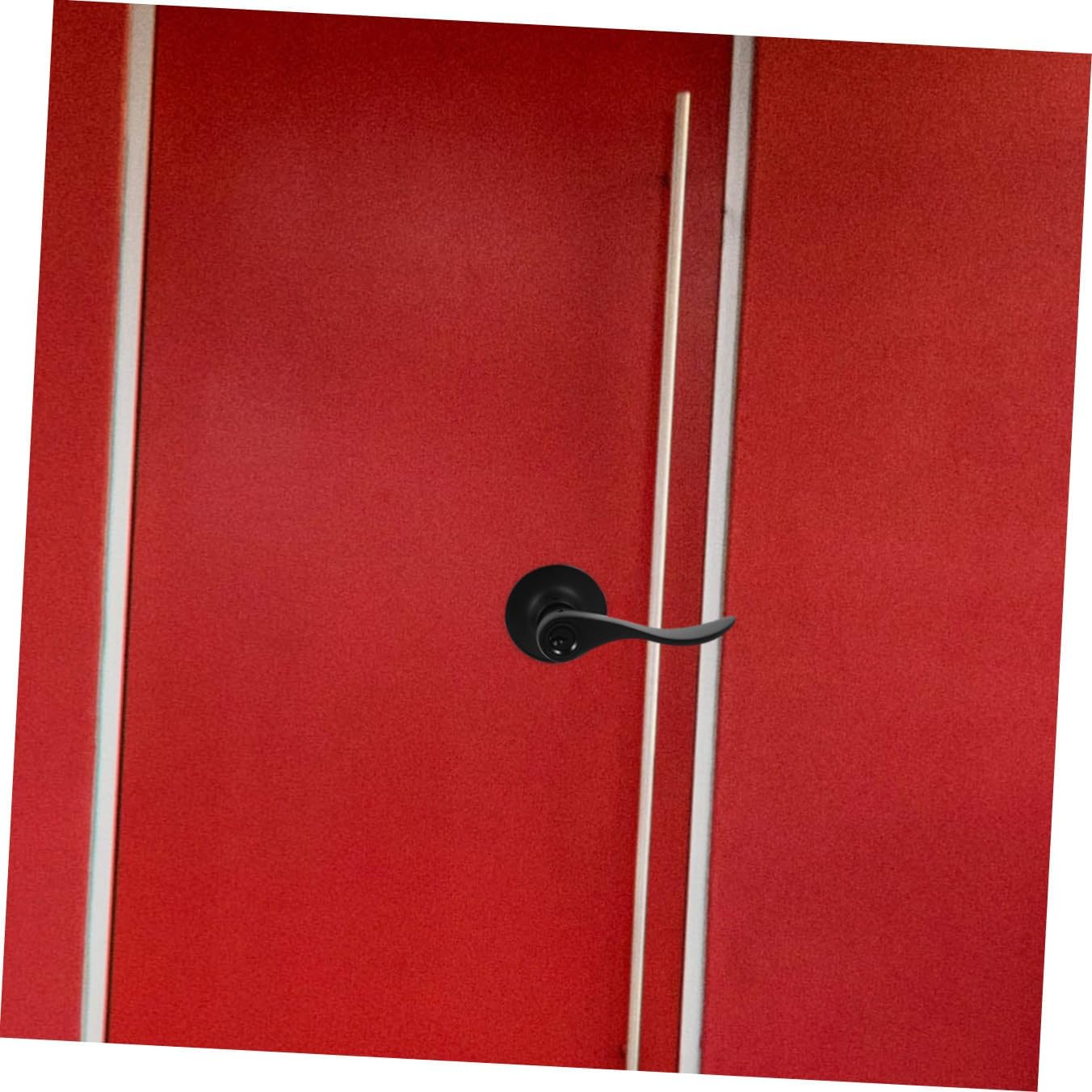 Kisangel Bedroom Door Lever Lock with Privacy Function, Black Round Hole Handle, Single Piece, Interior Door Lock for Bedroom and Bathroom Use