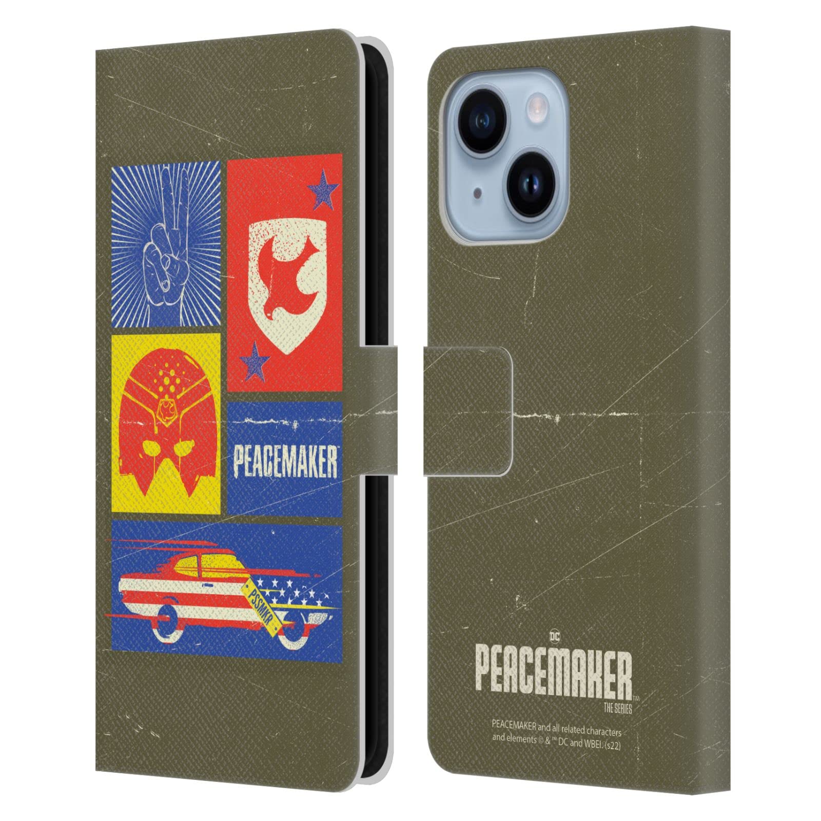 Étui portefeuille Peacemaker iPhone 14 Plus housse protection cuir anti rayures