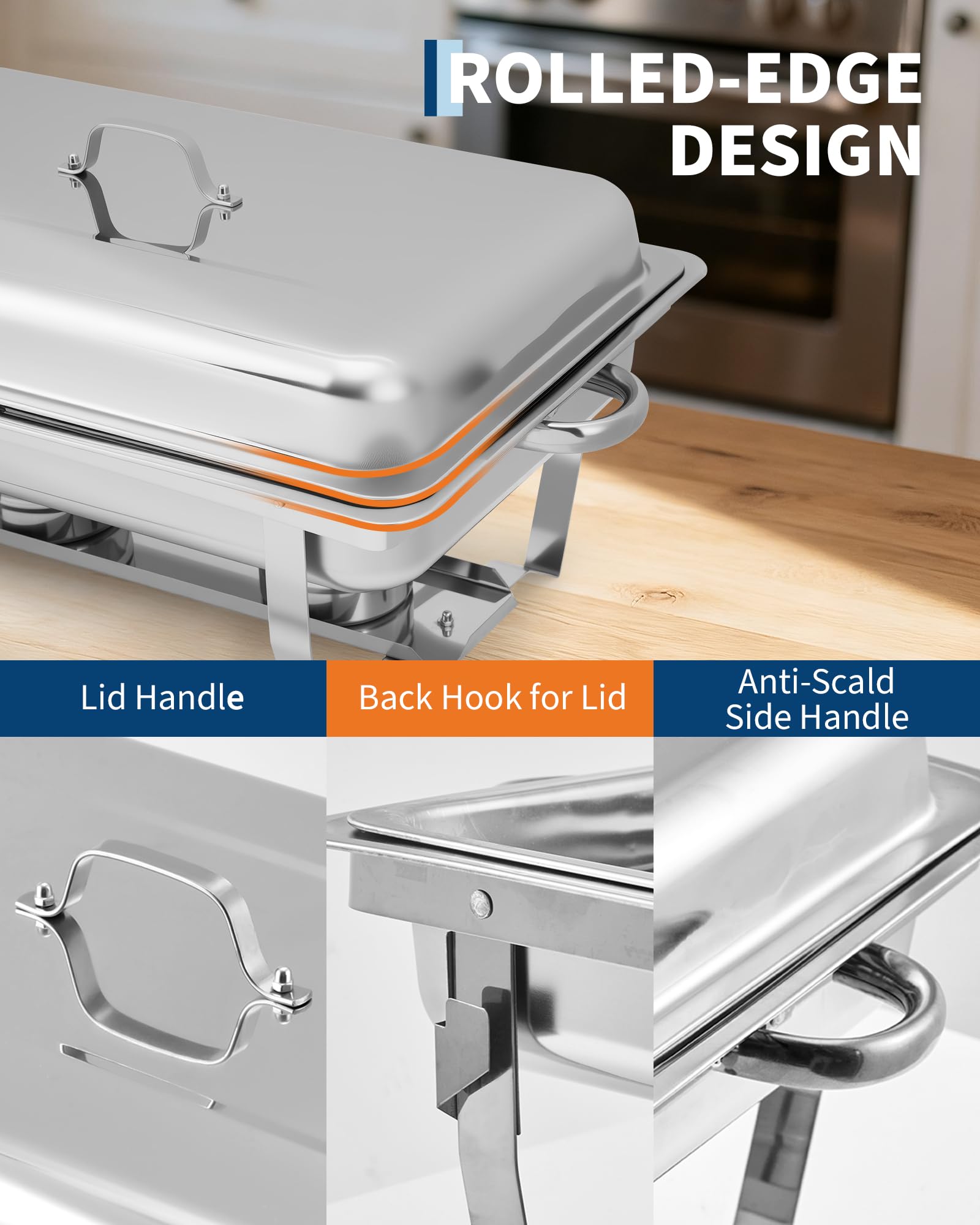 GarveeHome ChafingDishes-4S Platos para rozar, Acero Inoxidable