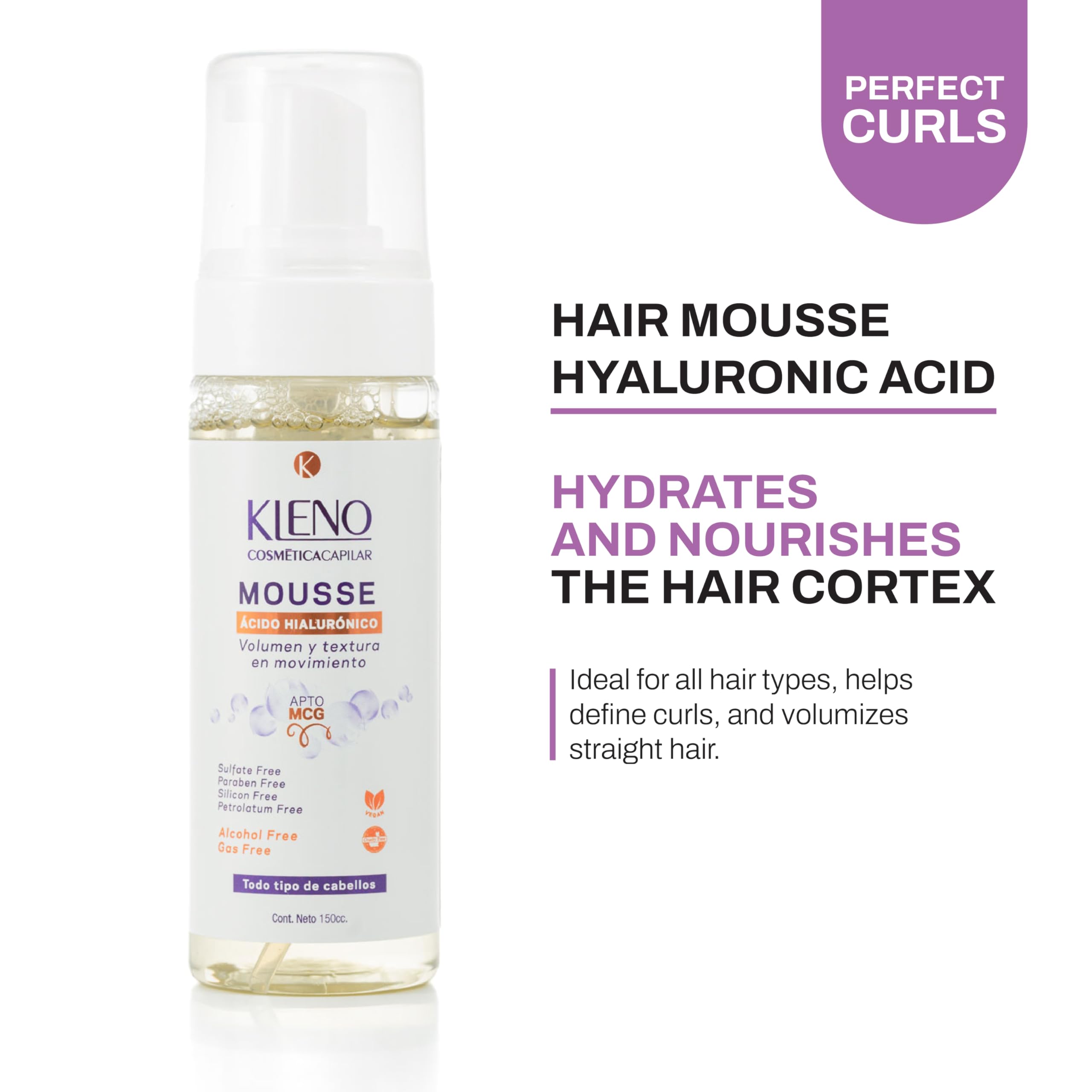 Kleno Hair Mousse Hyaluronic Acid 5.07 fl Oz