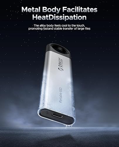 Miniatura 5 de ORICO SSD externo de 1 TB de hasta 1050 MBs, unidad de estado sólido portátil con diseño de orificio para colgar, cable USB C y A 2 en 1,