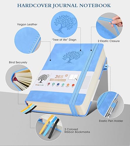 Miniatura 10 de Cuaderno de diario rayado B5  Diarios grandes de cuero de 365 páginas para escribir mujeres y hombres, cuaderno de tapa dura con páginas gruesas de