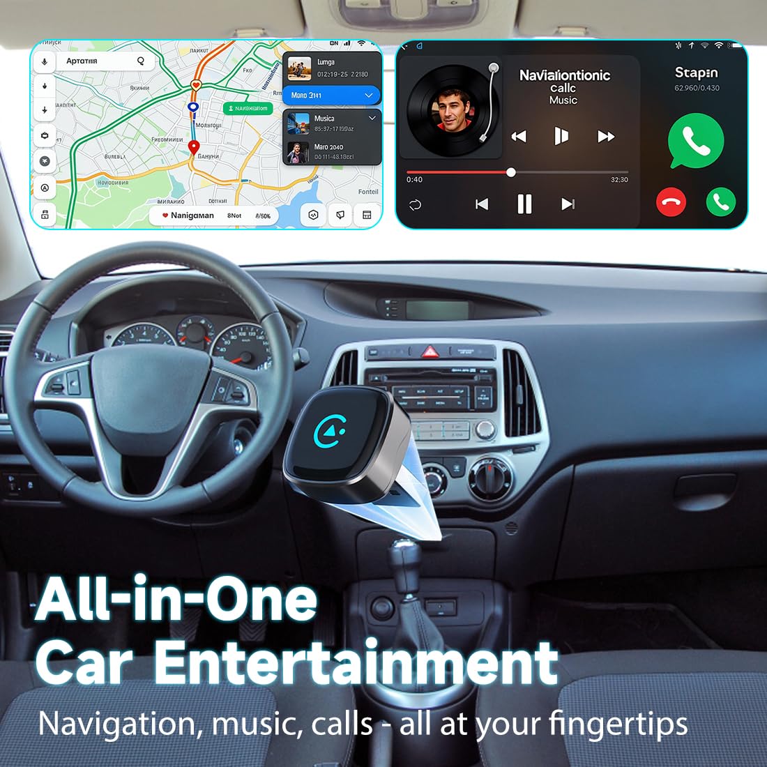 Adattatore CarPlay Wireless per Auto Mini Dongle USB C Plug & Play Compatibile con 98% Veicoli CarPlay e AndroidAuto Cablati Chip WiFi 5.8GHz Bluetooth 5.3 Connessione Rapida 10s iOS