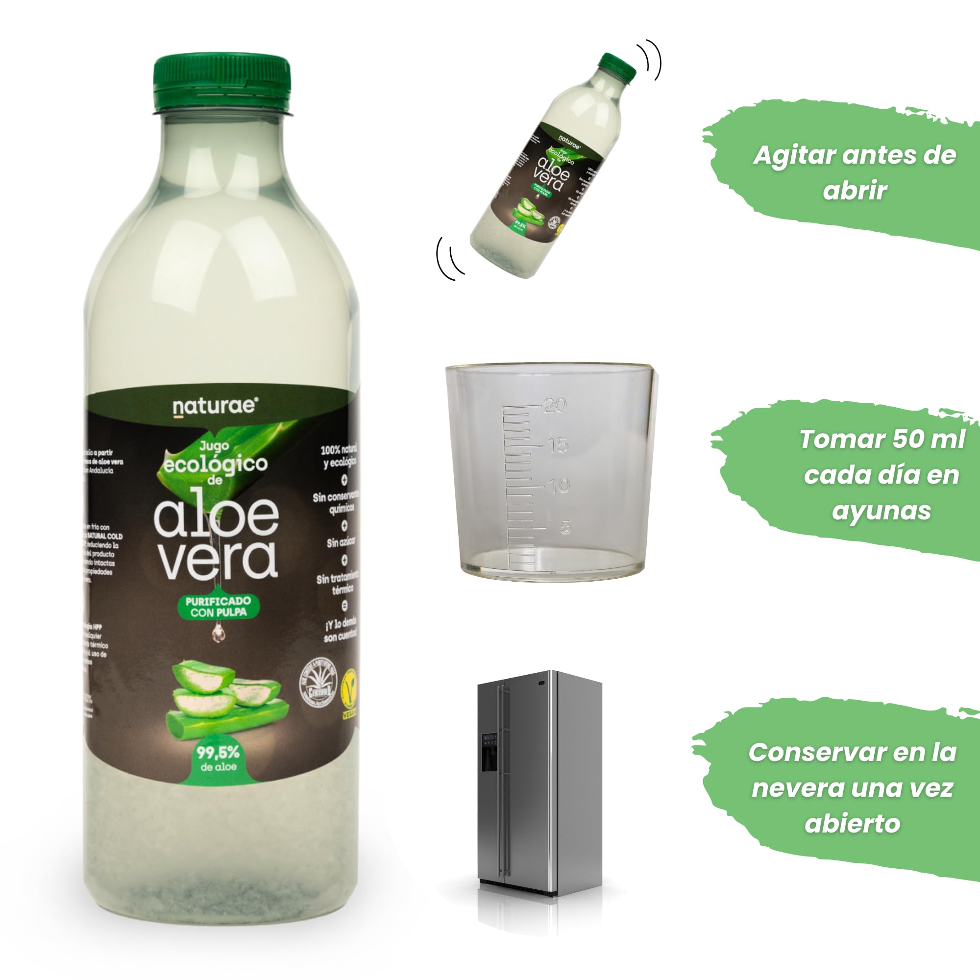 NATURAE Jugo Aloe Vera con Pulpa Ecológico - 1000 ml