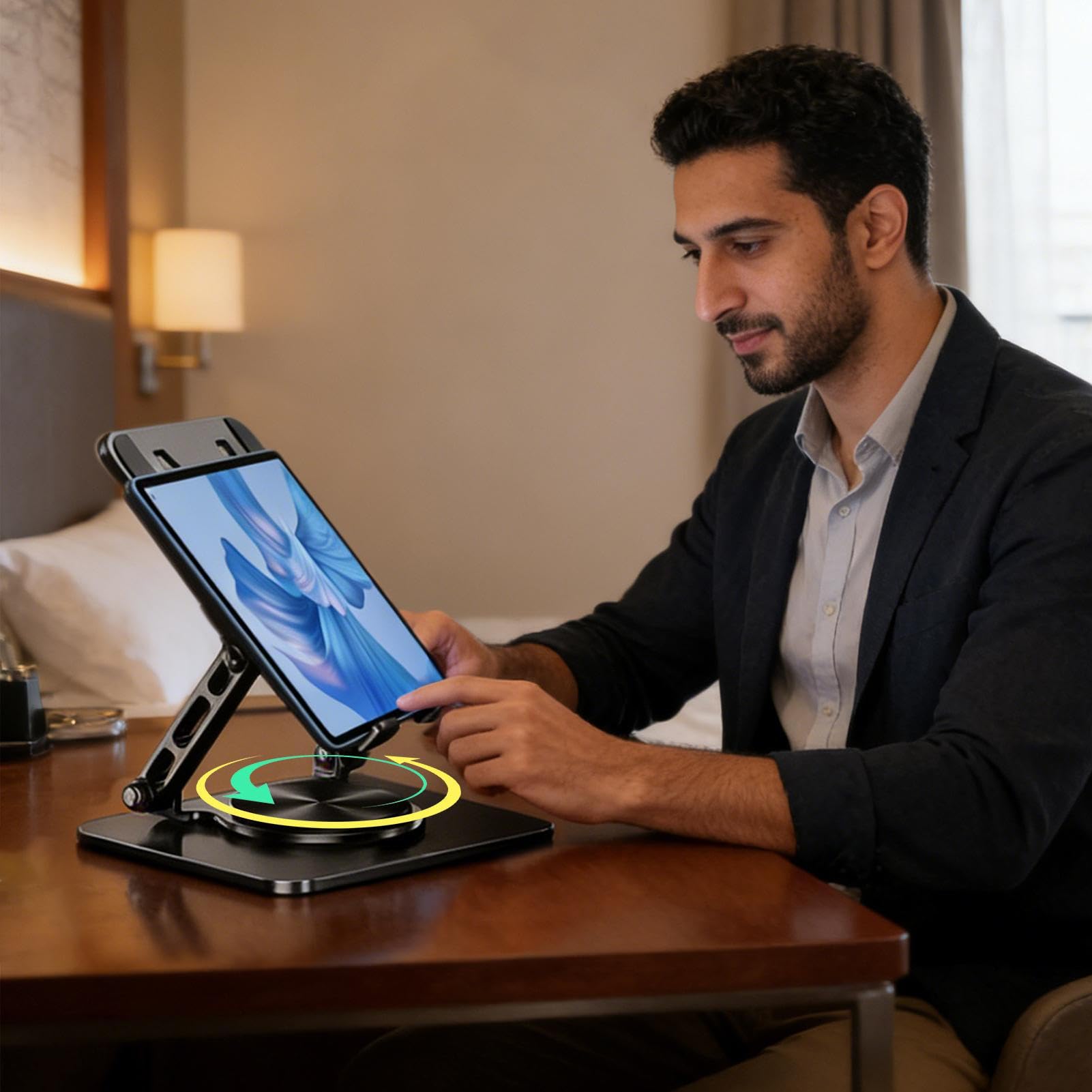 Supporto per computer portatile, rialzo girevole a 360° con dissipazione del calore per PC portatile, supporto regolabile per tablet, ufficio, università, casa, lavoro, gioco, gioco,