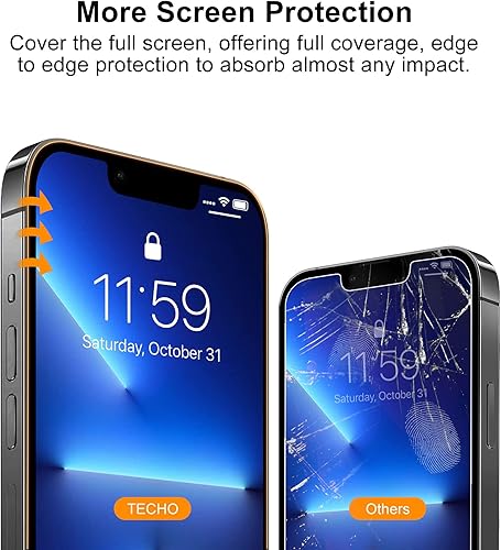 Miniatura 4 de TECHO Protector de pantalla de privacidad compatible con iPhone 16e / iPhone 14 / iPhone 13 / iPhone 13 Pro película de vidrio templado (cobertura
