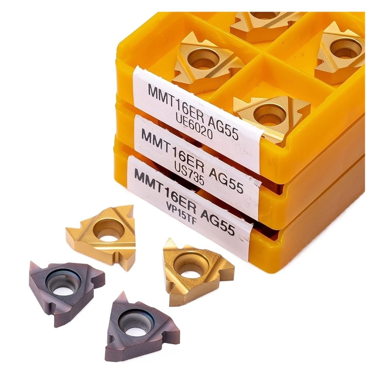Indexable Carbide Lathe Tool Carbide Inserts Thread Turning Tool Cutting Lathe Tools Milling Cutter(16ER AG55 6020)
