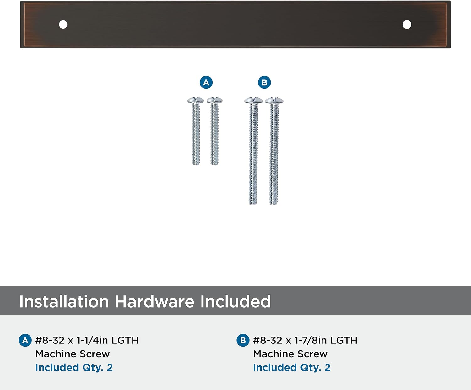 Amerock Maymont 7-9/16 inch (192mm) Center-to-Center Rectangle Oil-Rubbed Bronze Cabinet Pull Backplate, BP37591ORB