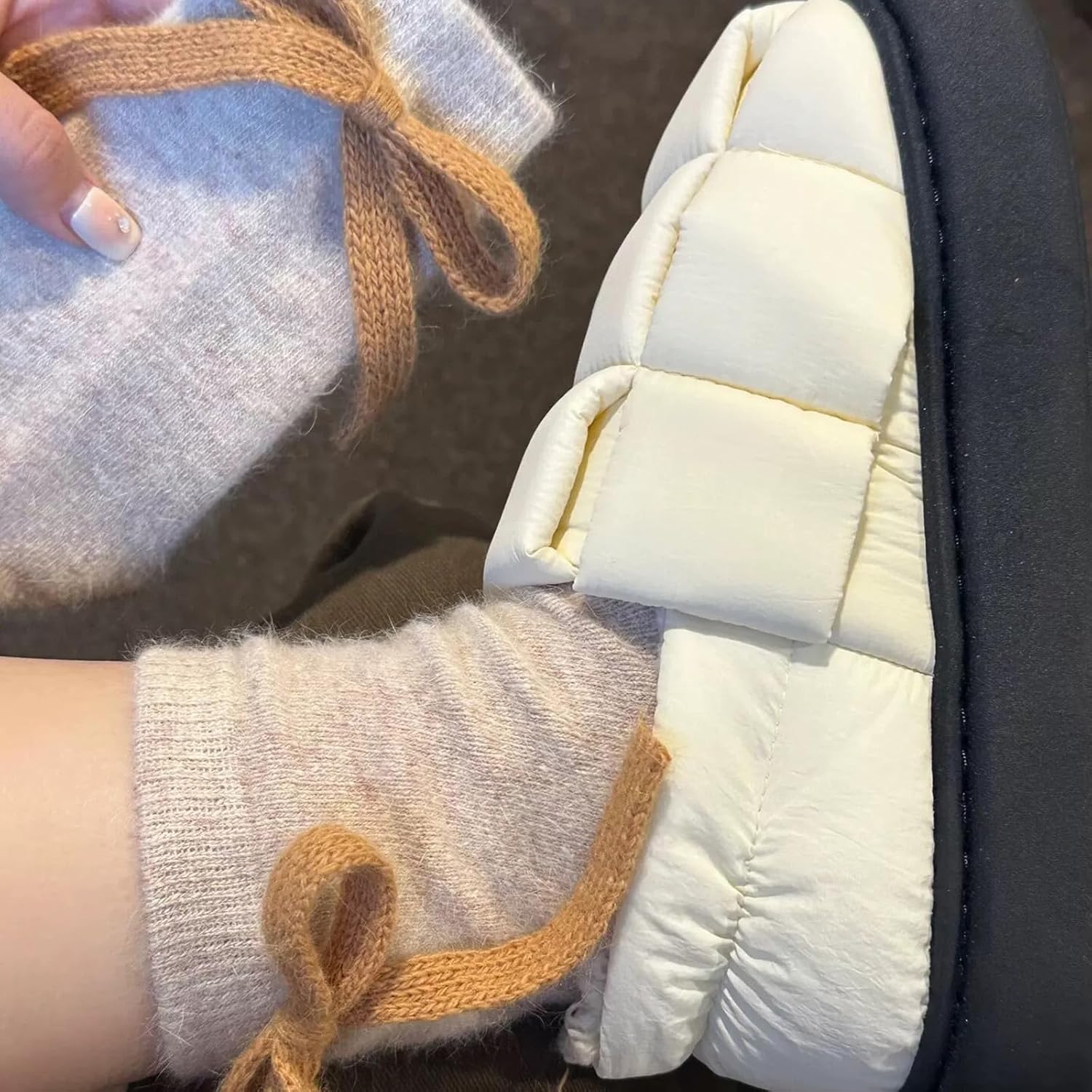 Women Color Thick Faux Wool Blends Ankle Socks with Sweet Bows Accent Outdoor Hiking Winter Warm Middle Tube Women's