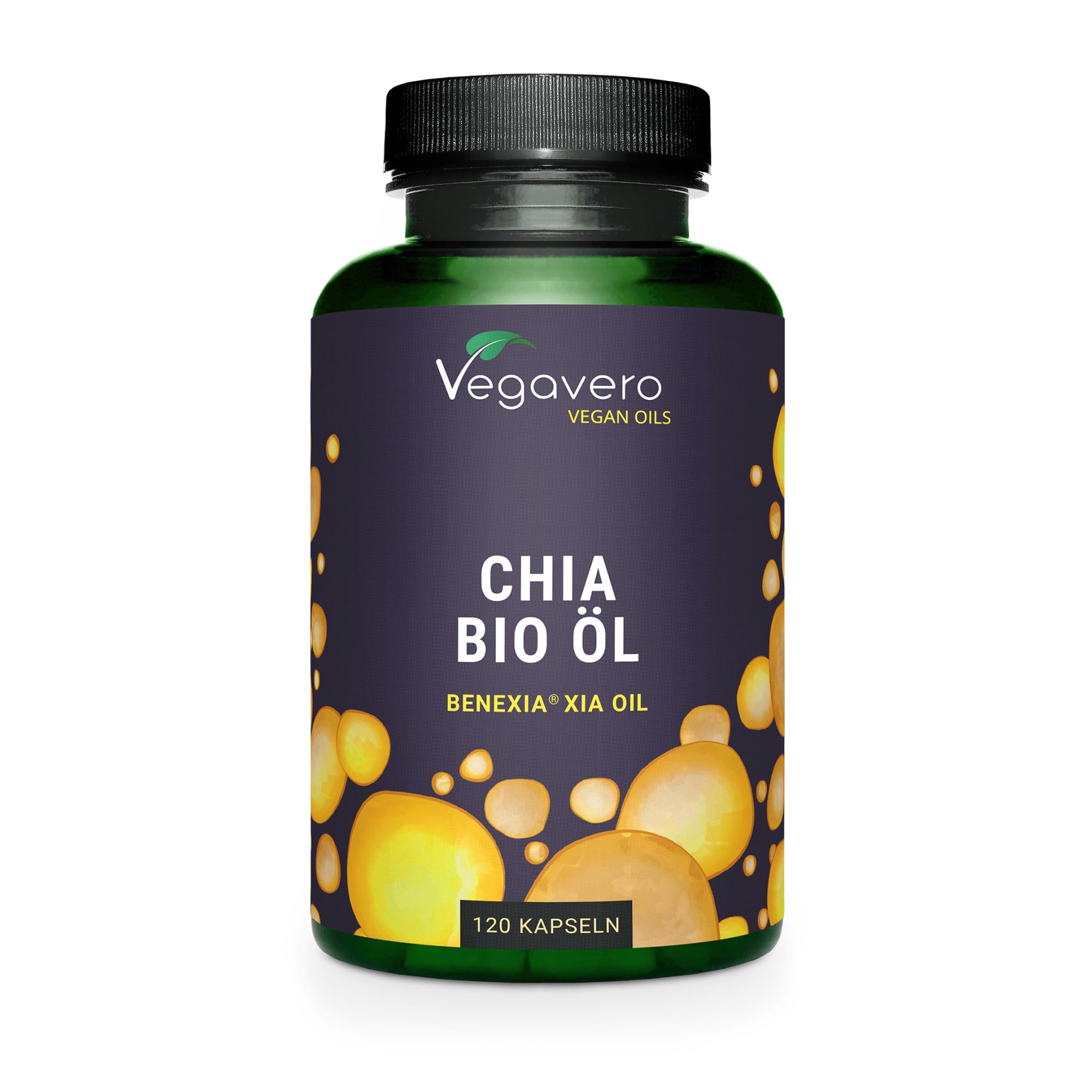 OMEGA 3 6 9 BIO | VEGAN | Cholesterol et Santé Cardiovasculaire | 1400 mg d'Huile de Chia | Acides Gras Insaturés Hautement Dosés | SANS ADDITIFS | 120 Gélules | Vegavero®
