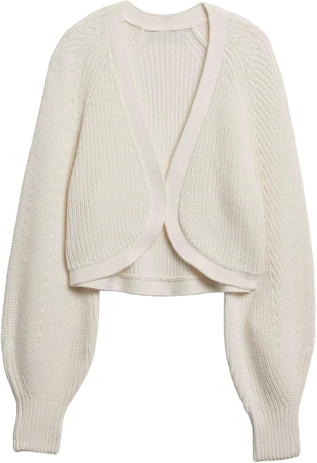 Women's Oversized Open Front Cardigans Cropped Sweaters Long Lantern Sleeve Knitted Bolero Tops - Image 4