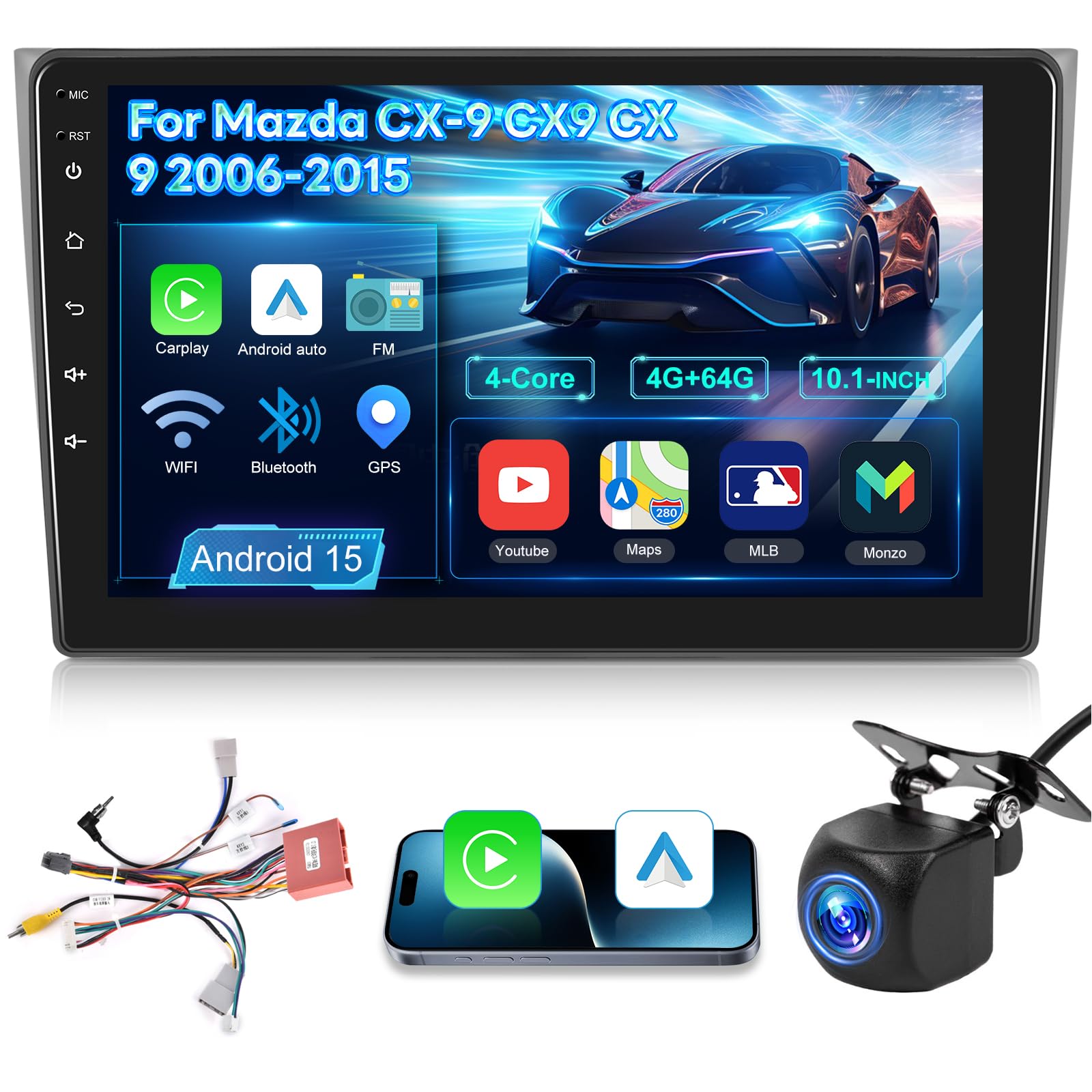 Amazon.com: 4G+64G Car Radio for Mazda CX-9 CX9 CX 9 2006-2015