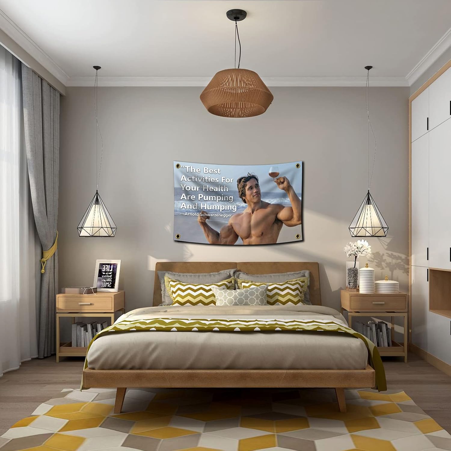 Arnold Schwarzenegger "The best activities for your health are Pumping and Humping", 90x150 cm Flagge, lustiges Poster, langlebige Männerhöhle, Veranstaltungen, Übungen ing.. - Image 7