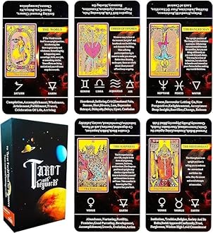 QCFQCF Tarot Cards for Beginners,Tarot Cards with Meanings on Them,Tarot Learning Deck, Reading Divination Tool
