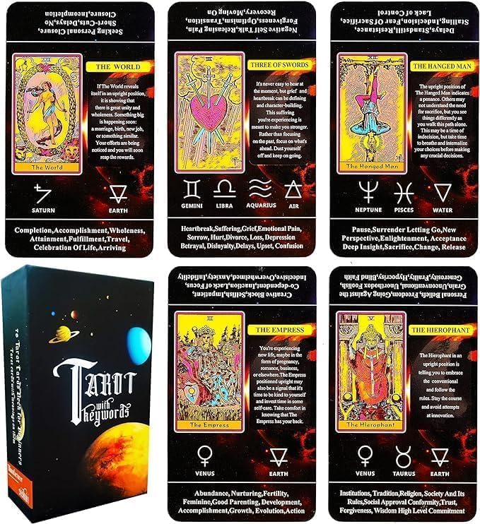 Tarot Cards for Beginners,Tarot Cards with Meanings on Them,Tarot Learning Deck, Reading Divination Tool
