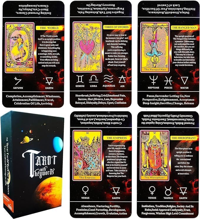 Tarot Cards for Beginners,Tarot Cards with Meanings on Them,Tarot Learning Deck, Reading Divination Tool