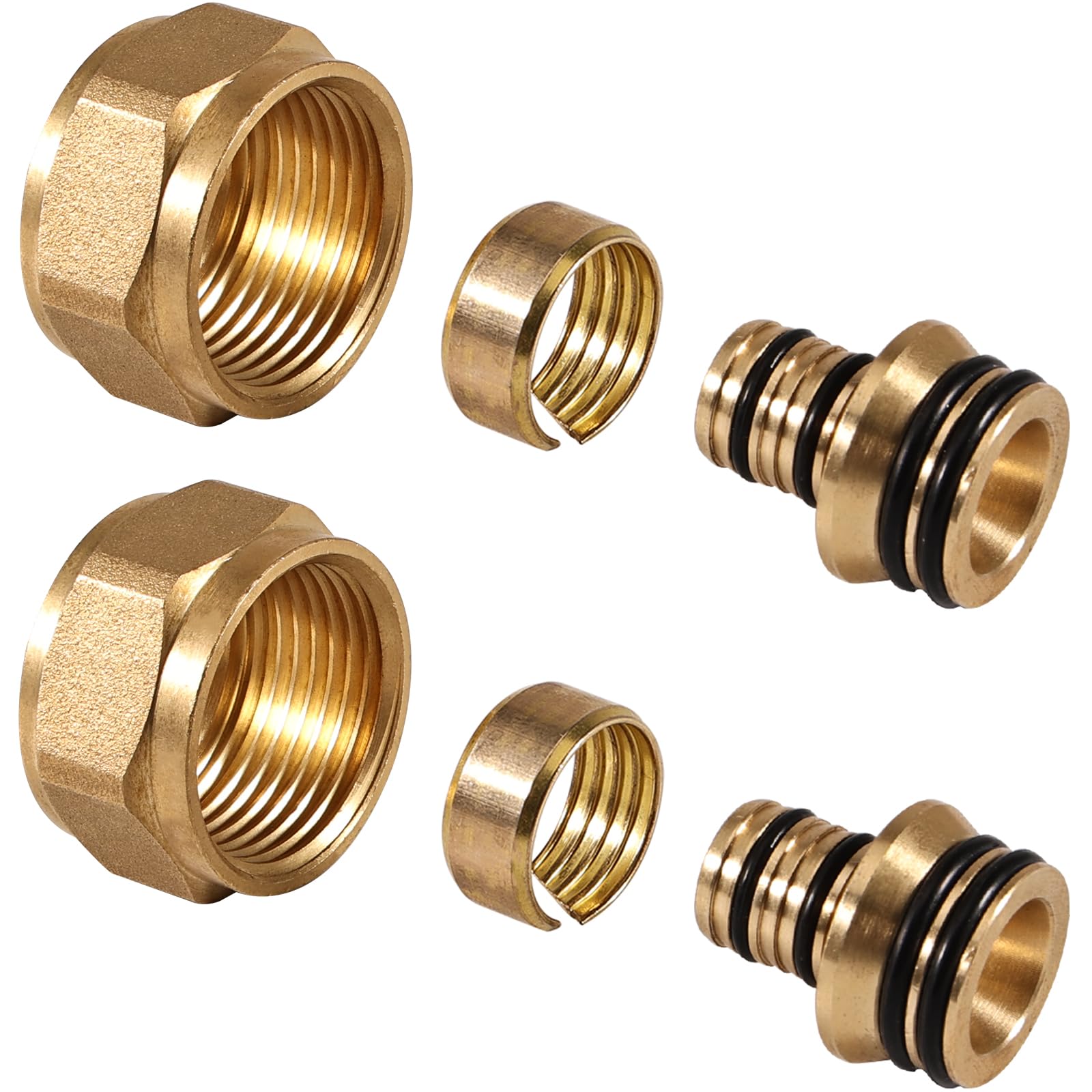 Joycabin Lot de 2 raccords de serrage pour tuyau chauffant 20 x 2 mm 3/4" Eurocône - Raccord à bague de serrage pour tuyau multicouche - Chauffage au sol