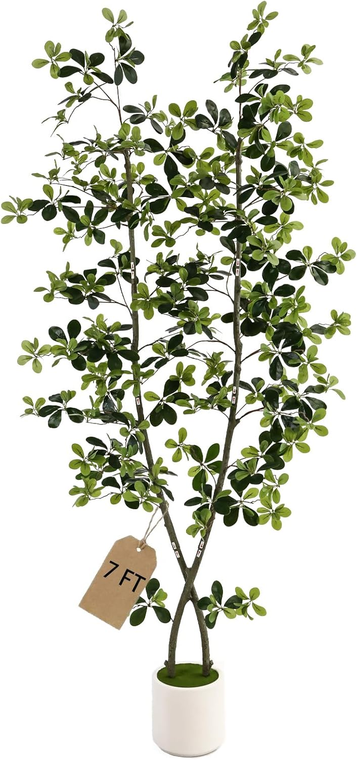 7ft Fake Olive Tree Artificial Indoor,Artificial Olive Tree with Pot,Large Olive Branches,for Home Office House Living Room Decor.