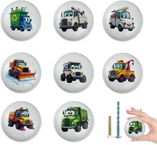 1.5" 8PCS Ceramic Fun Kids Nursery Room Decor Cabinet Cupboard Construction Trucks Dresser Drawer Knobs