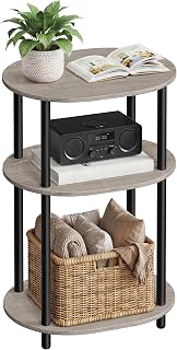 VASAGLE Side Table, Small End Table, Tall Nightstand, Steel Frame