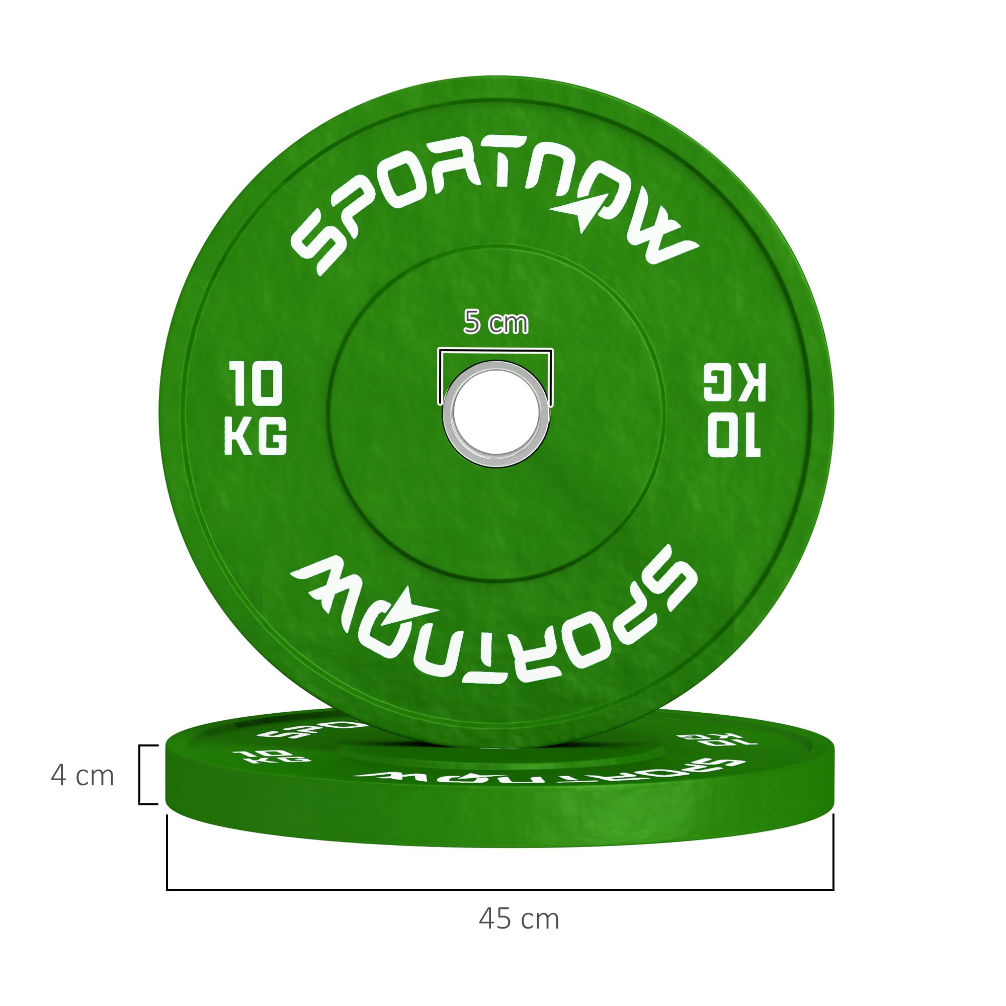 SPORTNOW Set 2 Dischi Pesi 2x5/10/20 kg in Gomma, Dischi per Palestra e Casa con Foro da 5 cm per Manubri e Bilancieri