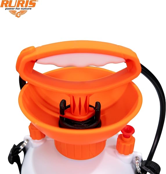 RURIS Pulvérisateur Manuel RS500S – Réservoir 5L, Lance Métallique, Pression 2-3 Bar, Poignée Ergonomique, Soupape de Sécurité, Idéal Jardin et Serre, Orange - 5