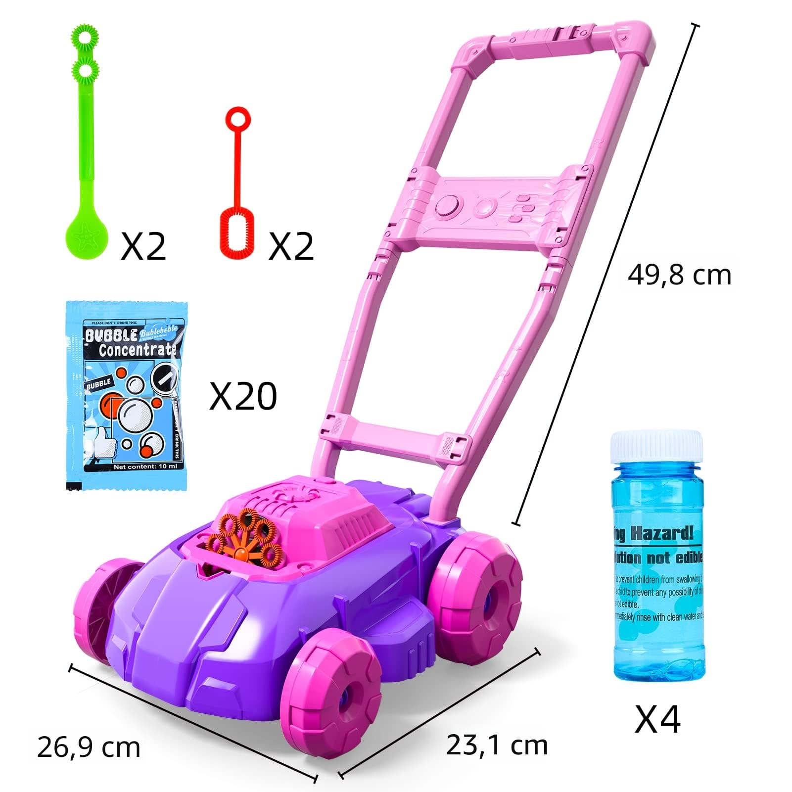 Machine automatique à bulles - Tondeuse à gazon à bulles pour tout-petits - Jouets de jardin pour bébés garçons et filles - Cadeau d'anniversaire