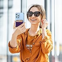 Vista 6 de SHANSHUI Cartera para Magsafe, cartera magnética elástica para teléfono compatible con iPhone 15/14/13/12 Mini/Plus/Pro/Pro Max, color morado