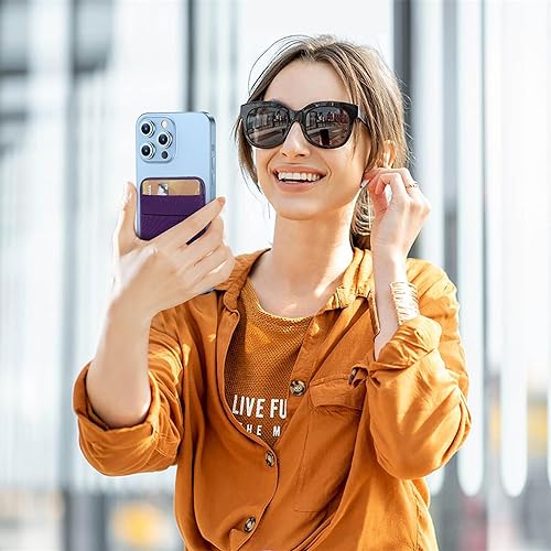 Miniatura 6 de SHANSHUI Cartera para Magsafe, cartera magnética elástica para teléfono compatible con iPhone 141312 MiniPlusProPro Max, color morado