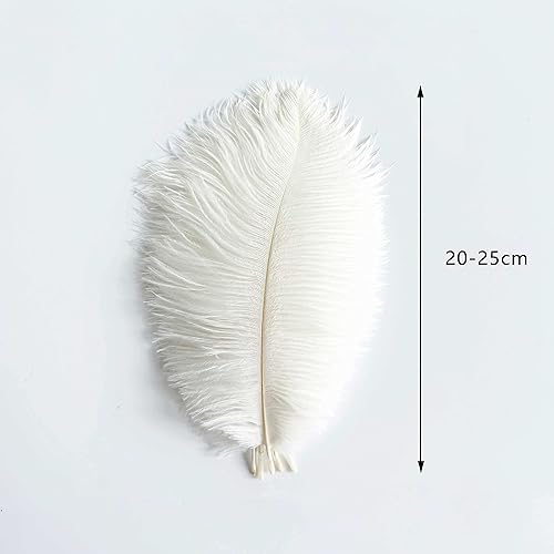 Miniatura 2 de Piokio 20 plumas de avestruz natural blanco natural de 8-10 pulgadas (7.9-9.8 in) a granel para decoraciones de Navidad, centros de mesa de fiesta