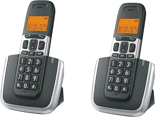 Teléfono inalámbrico D1004 para el hogar, tecnología ECO, pantalla LCD ámbar de 1.6 pulgadas, identificación de llamadas, botones grandes, altavoz