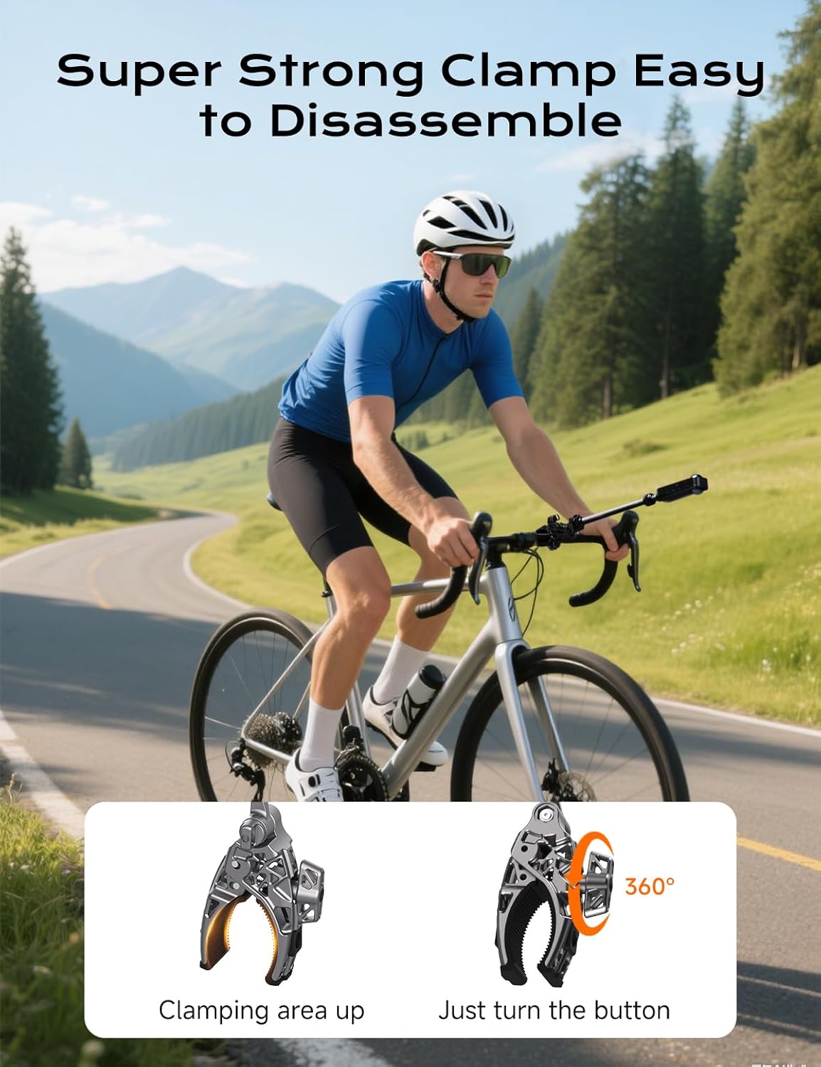 Movmax C Clamp Camera Mount for Flat Tube Road Bike, Super Clamp with 1/4"-20 Thread,E-Bike Accessories/Bicycle, Compatible with GoPro Hero13/12/11/10/ DJI Osmo 360/Action 5 Pro/4/3/Insta360 X4/X5