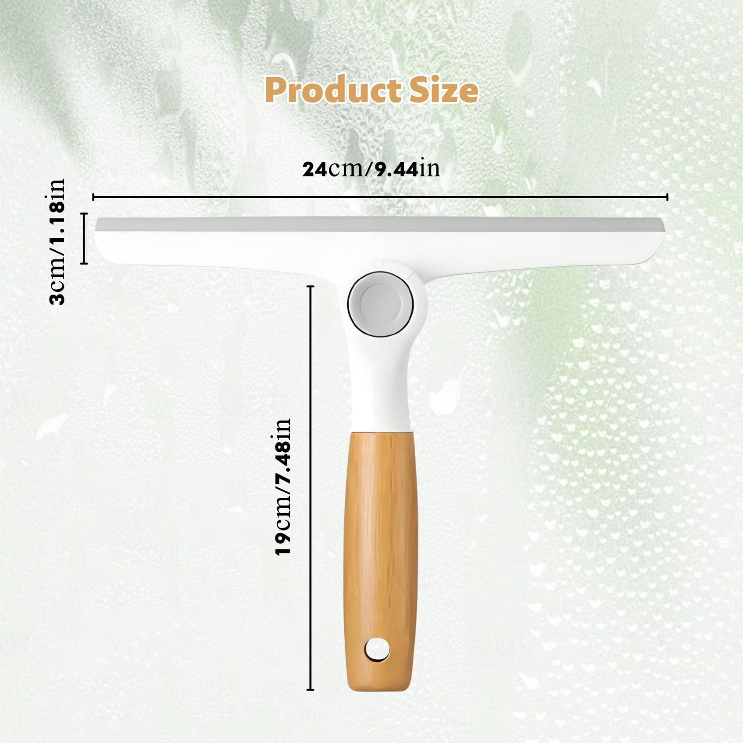 Raclette de douche avec lèvre en silicone, pivotante à 360 °, raclette pliable avec poignée en bambou, pour paroi de douche, fenêtre et surfaces en verre - 2