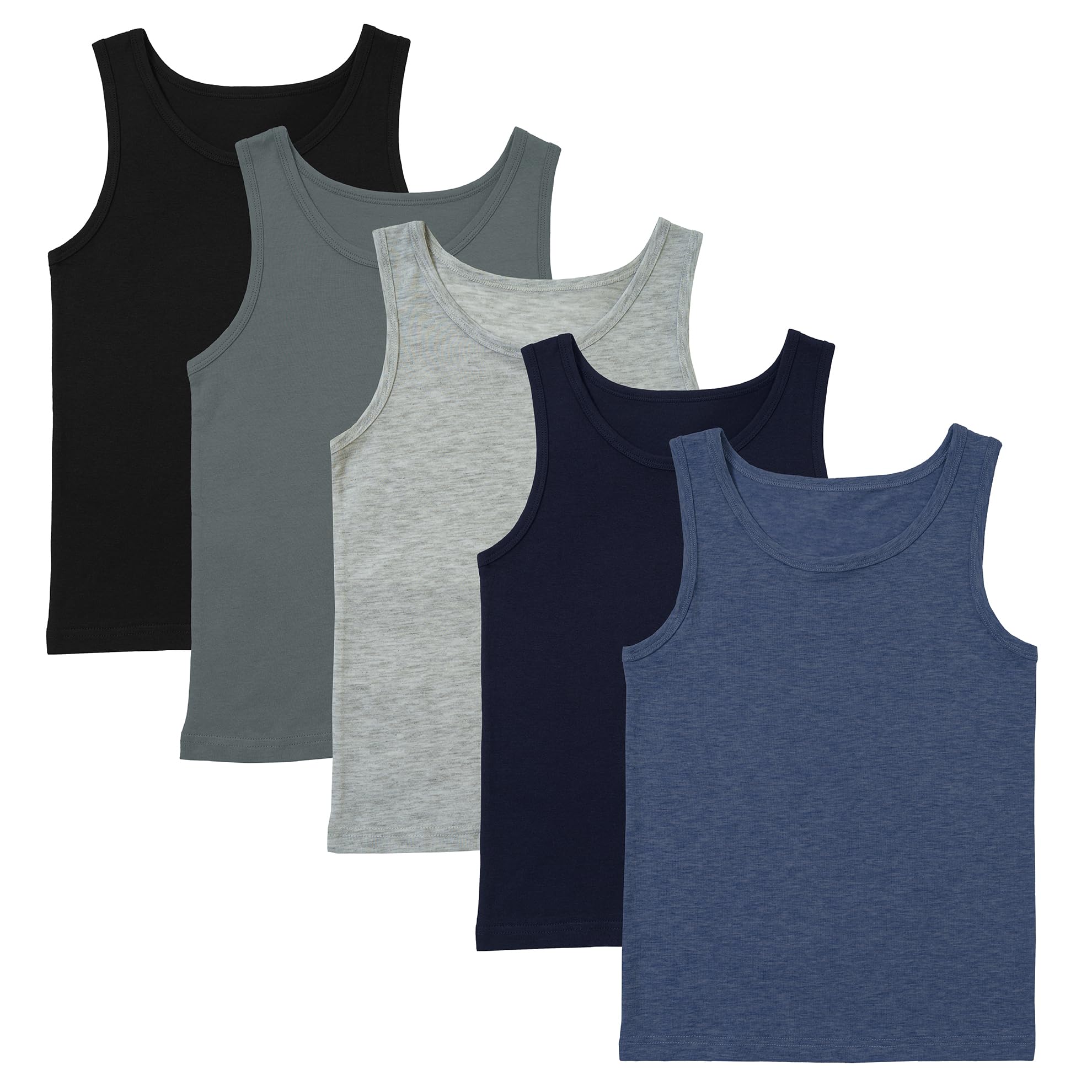 Lot de 5 débardeurs sans manches pour garçon 100 % coton Blanc Taille 2-13 ans